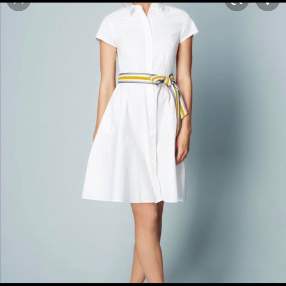 BODEN SOPHIA DRESS WHITE COTTON ALINE SHORT SLEEVE EUC SIZE 8 (NO SASH)